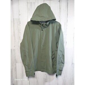 Everlane Cropped City Anorak Jacket Large Green Hood Pockets